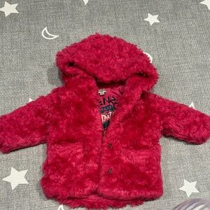 Kenzo Vibrant Pink Fuzzy Hooded Jacket 6-9mon